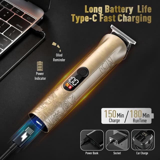 Detalle de Haarschneidemaschine Profi Herren 17-in-1 Set inkl. Barttrimmer, LCD-Anzeige und Zero Gapped Präzisionstrimmer (USB-C)