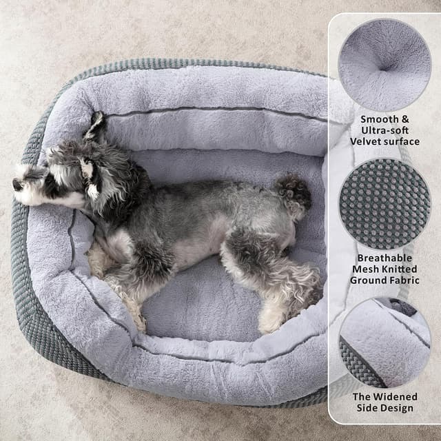 Detalle 2 de INVENHO Medium Dog Bed (30"x24"x9") — Washable Orthopedic Rectangle Pet Bed with Anti-Slip Bottom