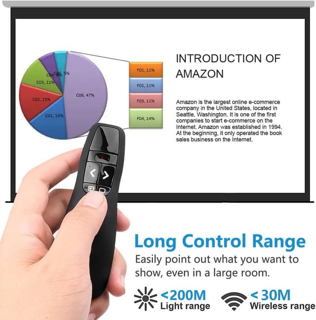 Detalle 2 de VOVIGGOL Puntatore Presentazioni Wireless 2 in 1 USB/Tipo-C (plug & play) con telecomando per PowerPoint