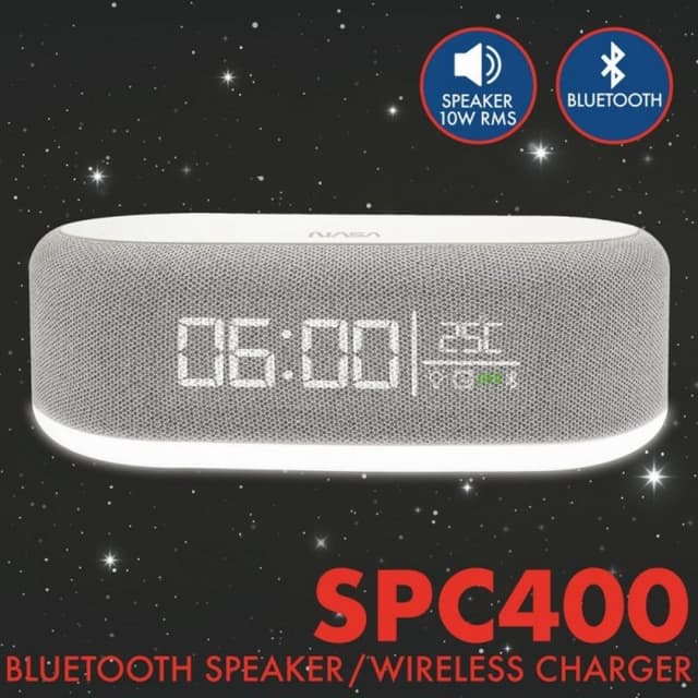 Detalle de Despertador NASA SPC400 doble altavoz 10W con carga inalámbrica 15W ⏰