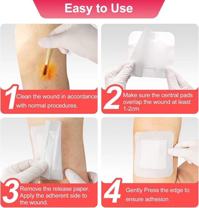 Detalle de Niceful 50 Count 4" x 4" Adhesive Gauze Island Dressing — Water-Resistant Sterile Pads for First Aid