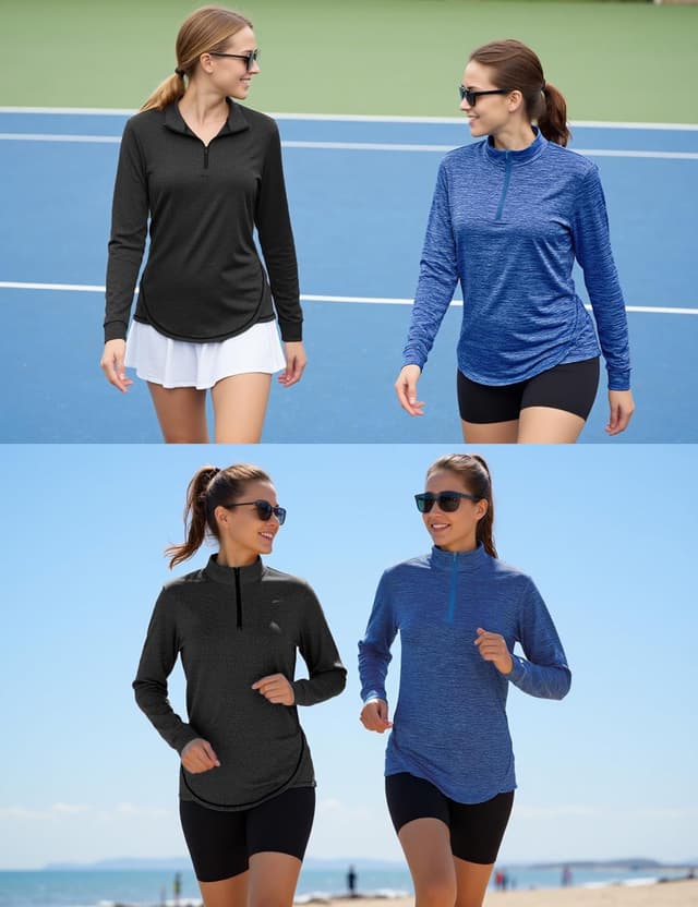 Thumbnail 6 de Haut de running femme Terecey 1/4 zip manches longues : sweat léger respirant à séchage rapide