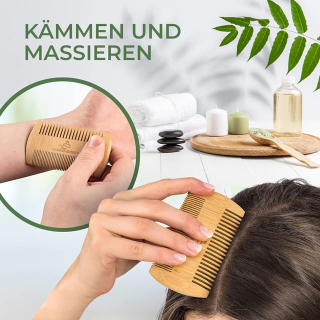 Detalle 2 de Bambus-Holzkamm für Haare, Bart