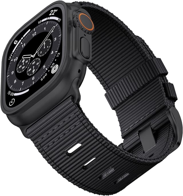 Detalle de PremiFit Nylon Watch Band for Apple Watch Ultra 3/2/1 (49mm–42mm) — Breathable, Quick-Adjust Strap