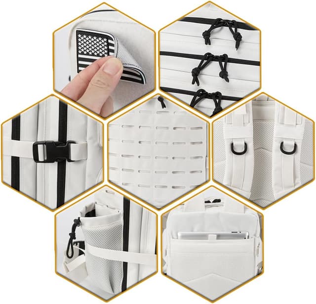 Detalle de QT&QY sac à dos tactique 25L/45L grand volume MOLLE avec compartiments et porte-bouteille