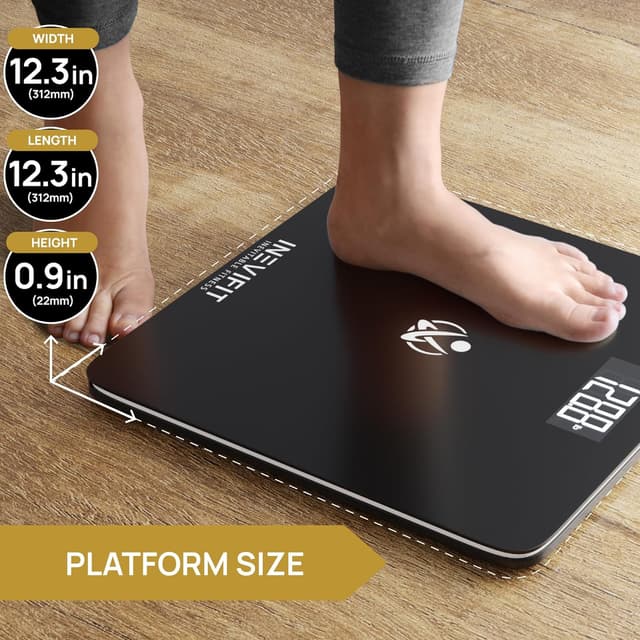 Detalle 2 de INEVIFIT Bathroom Scale (Digital), Tempered Glass Platform, Up to 400 lbs, Includes Batteries