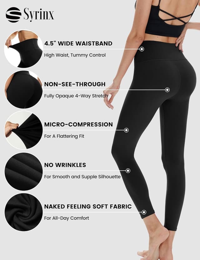 Detalle 2 de High Waisted Leggings for Women 4.5" Waistband