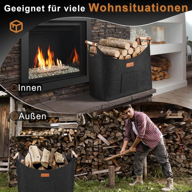 Thumbnail 6 de Ezilif Holzkorb 60 L für Kaminholz 🪵