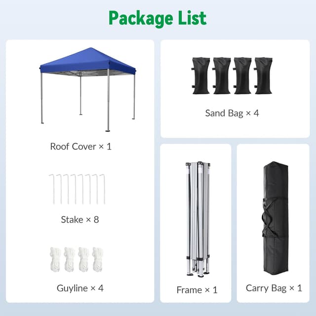 Detalle de Driftalia Pop Up Gazebo 3m x 3m (Instant Setup) with carry bag, sandbags and stakes – Blue