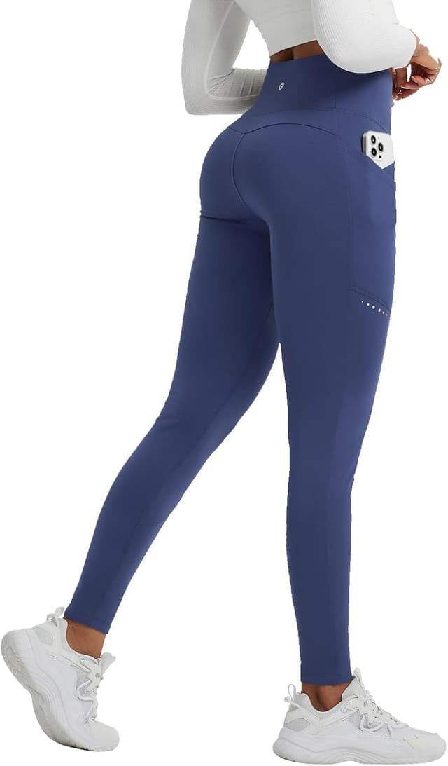 Detalle de baleaf Women’s Thermal Fleece Lined Leggings with High Waist & Cross Pockets for Winter Running