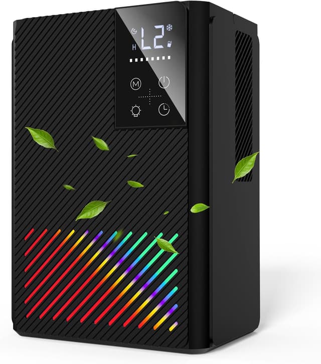 Detalle de Deumidificatore portatile 2500 ml con comandi touch, luci a 7 colori e timer