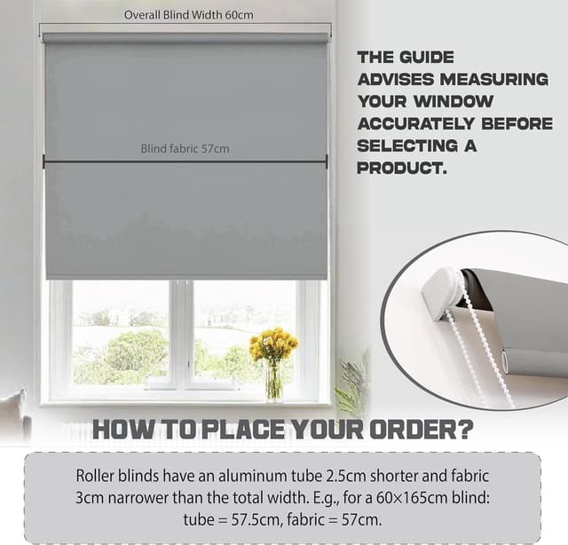 Detalle de Funky Gadgets Thermal Blackout Roller Blind (Grey) – Easy Fit, Thermal/UV Protection, Trimmable Fit, Child Safe