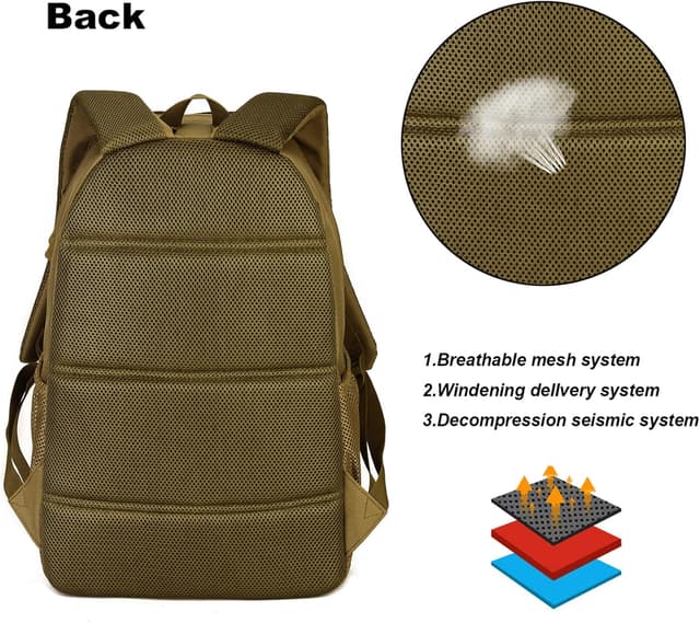 Detalle de 26-Liter taktischer Rucksack für Herren mit MOLLE-System – Mini-Tagesrucksack für Outdoor, Trekking & Reisen