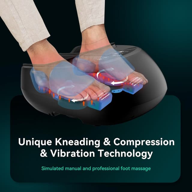 Detalle de Snailax Shiatsu Foot Massager with Heat, Kneading & Vibration (Size 12) with Remote Control