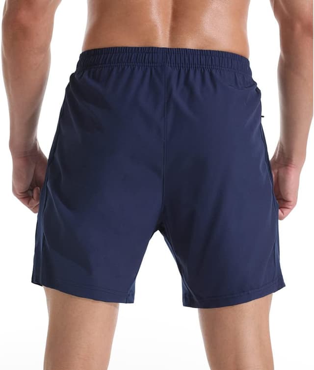 Detalle de Gerlobal Men’s 7" Athletic Running Shorts with Lightweight Quick-Dry Fabric and Zipper Pockets