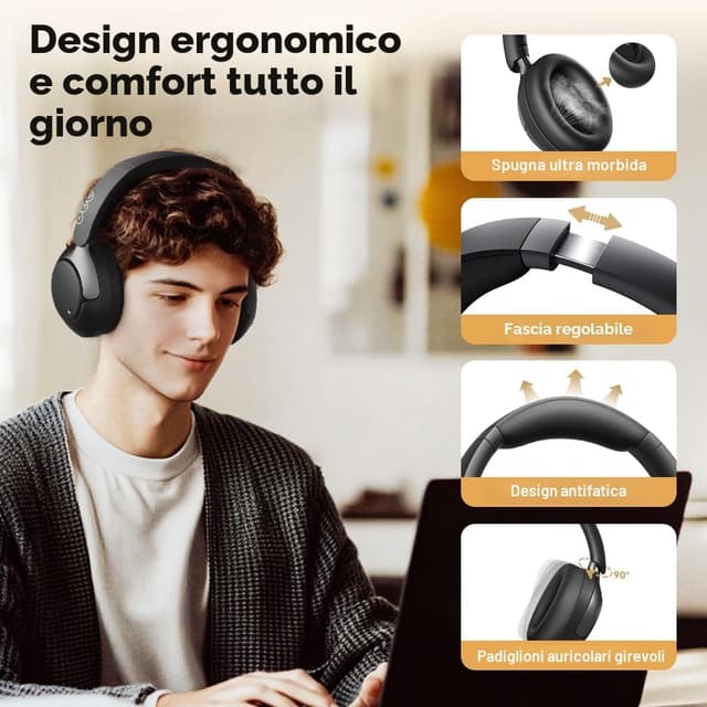 Thumbnail 6 de QCY H3 Pro cuffie over-ear wireless con ANC adattivo fino a 50 dB e LDAC