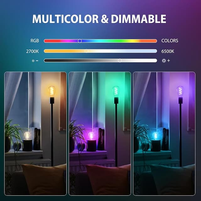 Detalle 2 de LVWIT Pack 6 Bombillas Vintage LED E27, Luz Cálida 2500K 🕯