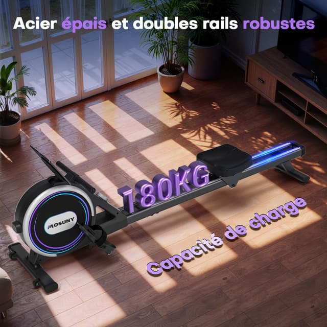 Detalle 2 de Rameur MOSUNY magnétique d’appartement 32 niveaux de résistance (16/32) jusqu’à 180 kg