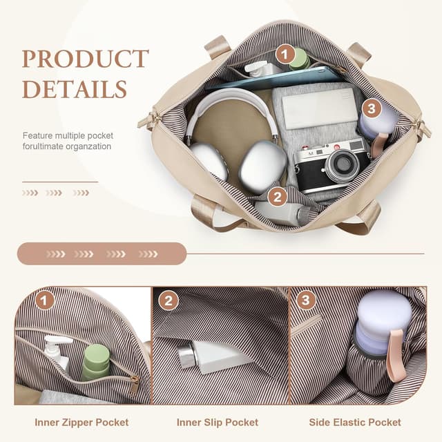 Detalle de VNINE Borsoni da viaggio donna borsa espandibile 37% weekender sport (borsa da cabina/hand luggage)