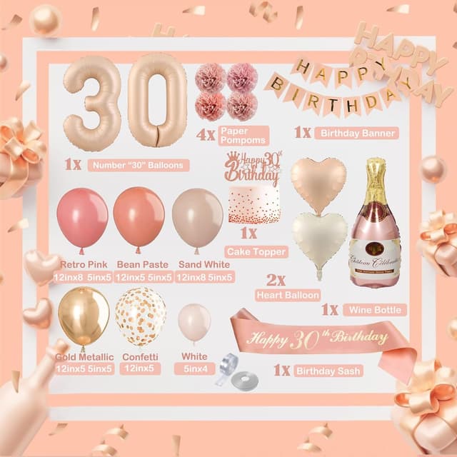 Thumbnail 1 de Deko 30 Geburtstag Retro Rosa