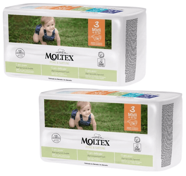 Detalle de Moltex Pure&Nature Pañales Talla 3 Midi 🌿 - 112 uds