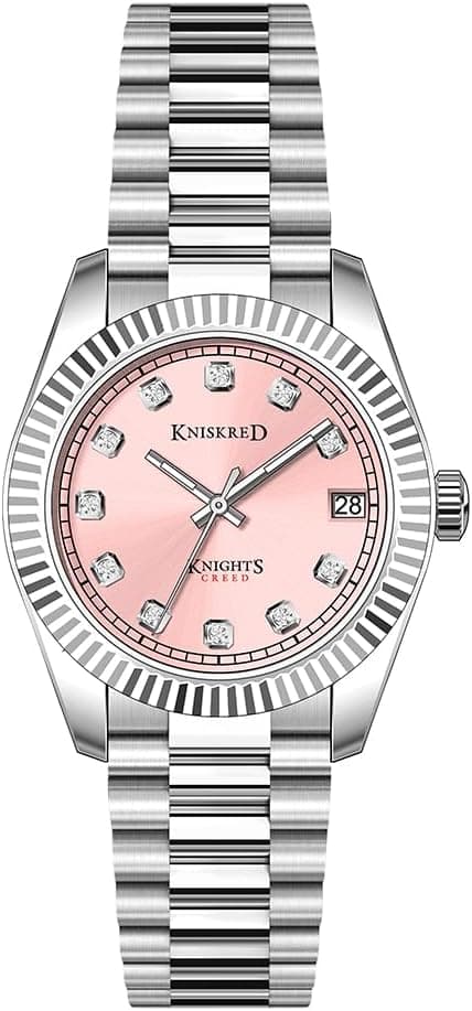 Detalle de KNISKRED Montre Classique pour Femmes avec accents cristal et bracelet en acier inoxydable