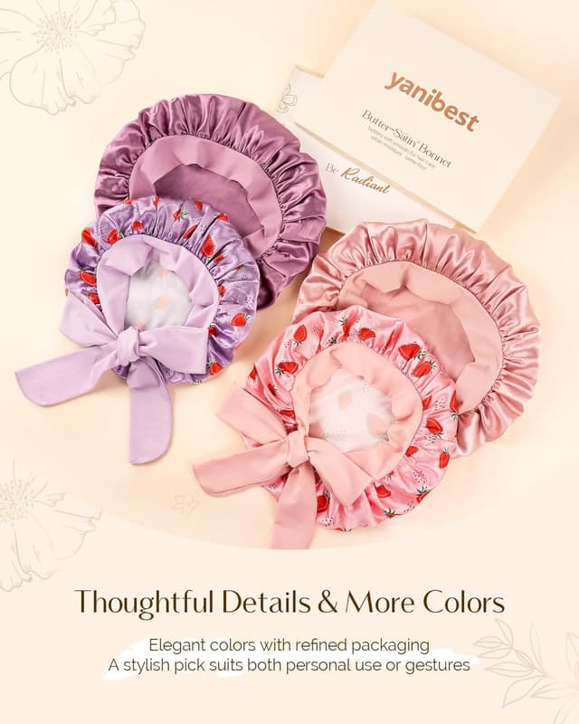 Detalle de YANIBEST 2-Pack Baby Silk Satin Bonnets for Curly Natural Hair (Kids Sleep Caps)