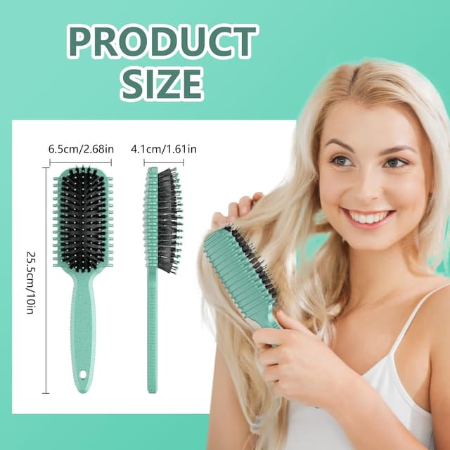 Detalle de Curl Defining Brush (4-Piece Set) for Curly Hair, Slick Backs, and Combing/Styling in Green