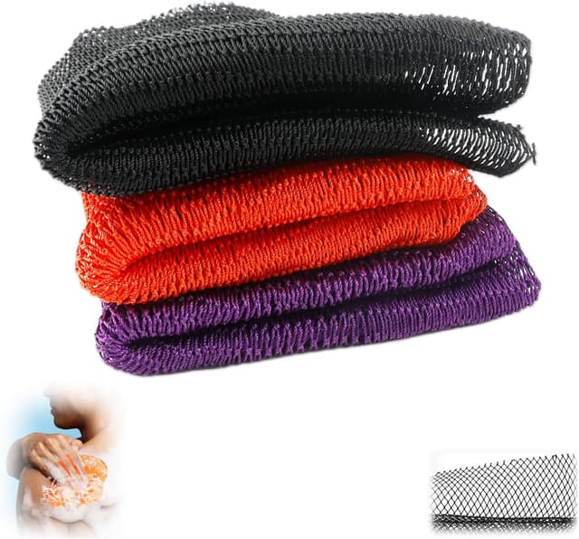 Detalle de BDHYYM 3er-Set afrikanische Netzschwämme (African Net Sponge) – Duschschwamm, Peelinghandschuh-Set für Körper & Rücken