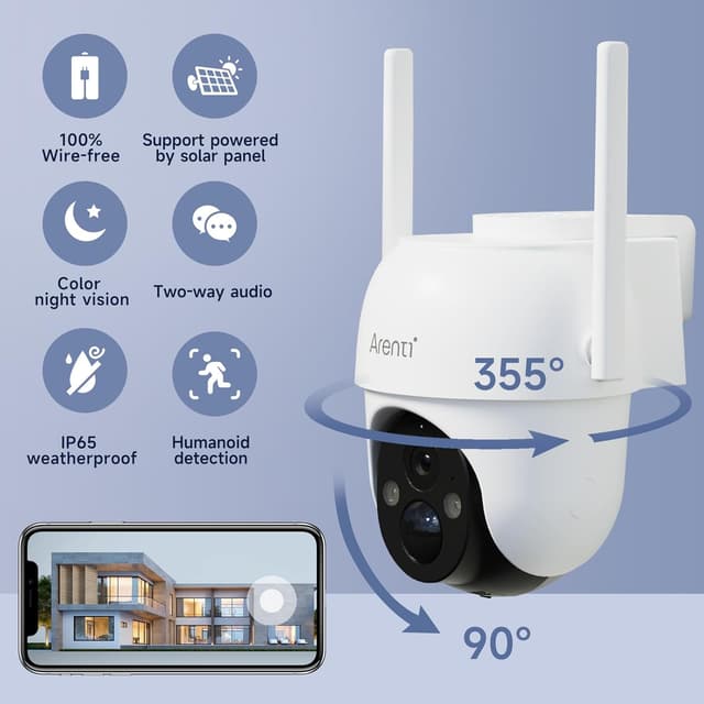 Detalle 2 de ARENTI 360° PTZ Solar Security Camera