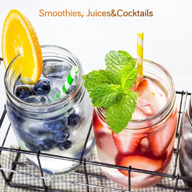 Detalle de Showvigor 2-Pack Regular Mouth Mason Jars (16oz) with Airtight Lids for Canning, Meal Prep & Preserving