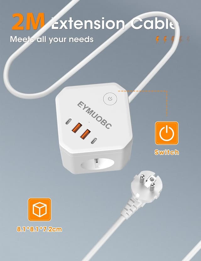 Thumbnail 2 de EYMUOBC 8‑in‑1 Cube Steckdosenleiste 3680W