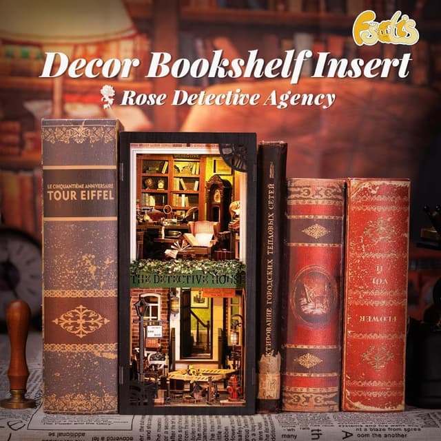 Detalle de Fsolis Book Nook Kit Rose Detective Agency — 3D Wooden Puzzle Miniature House for Adult DIY