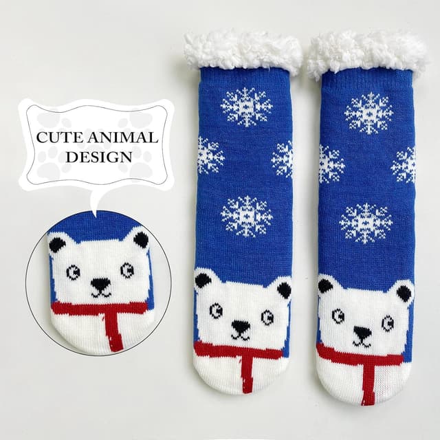 Detalle de LOFIR chaussettes chaussons femme thermiques antidérapantes motif animal – taille 35-41 (1 paire)