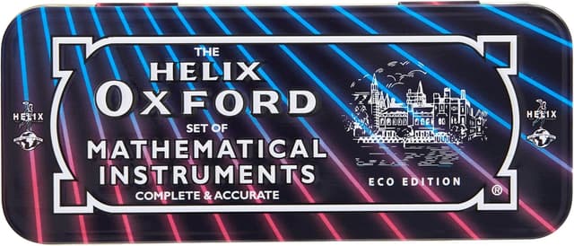 Detalle 2 de Helix Oxford Cyber Eco Maths Set – complete 9-piece school maths equipment (with tin)