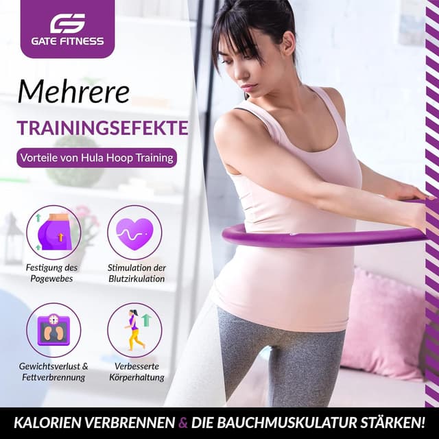 Thumbnail 6 de GATE FITNESS Hula Hoop Reifen für Erwachsene & Kinder (1,2 / 1,5 / 2 kg) mit 6–8 Segmenten und Schaumstoffpolster