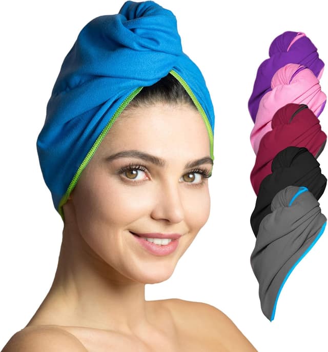 Detalle de Fit-Flip Turban Cheveux Microfibre 2 pièces Bleu Vert