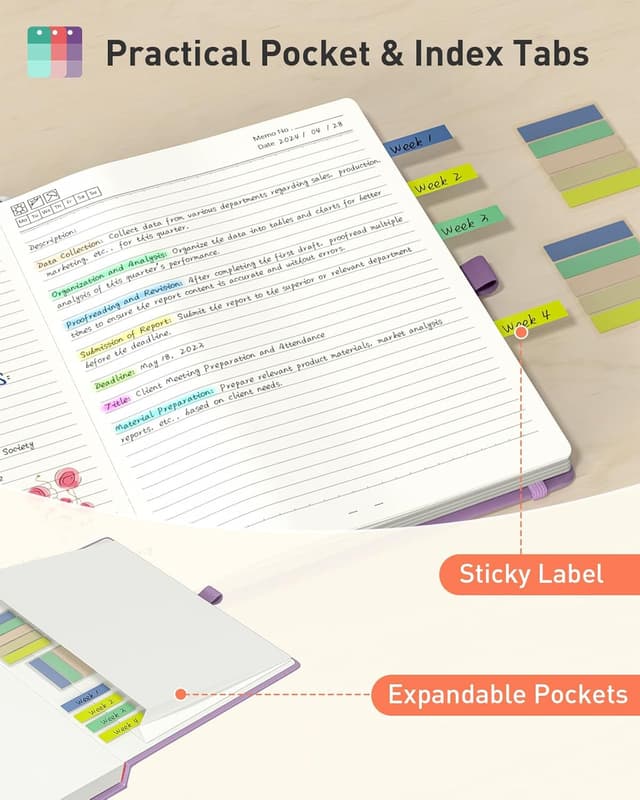 Detalle 2 de Smarpau 320 Pages B5 College Ruled Notebook (Purple) with Index Tabs and 100gsm Paper