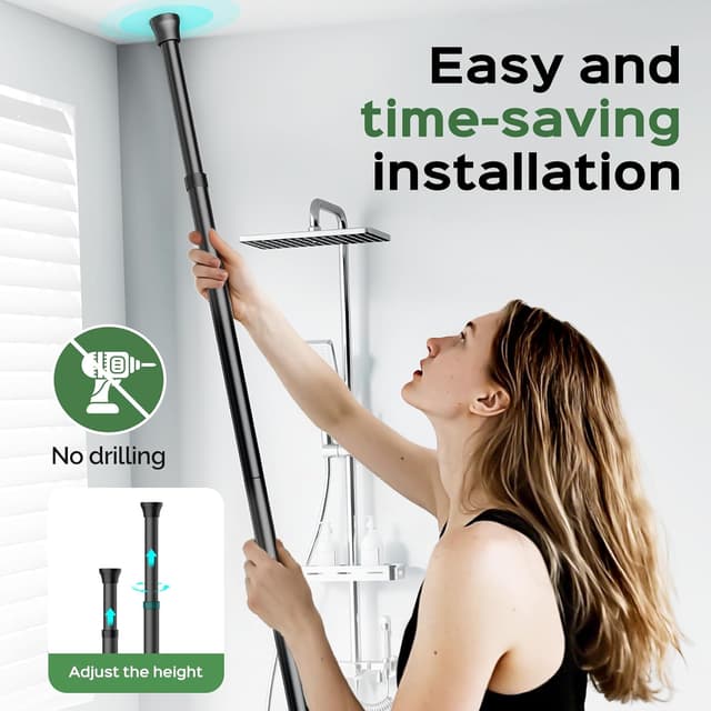 Thumbnail 4 de HAMITOR Shower Caddy Tension Pole 47–121"