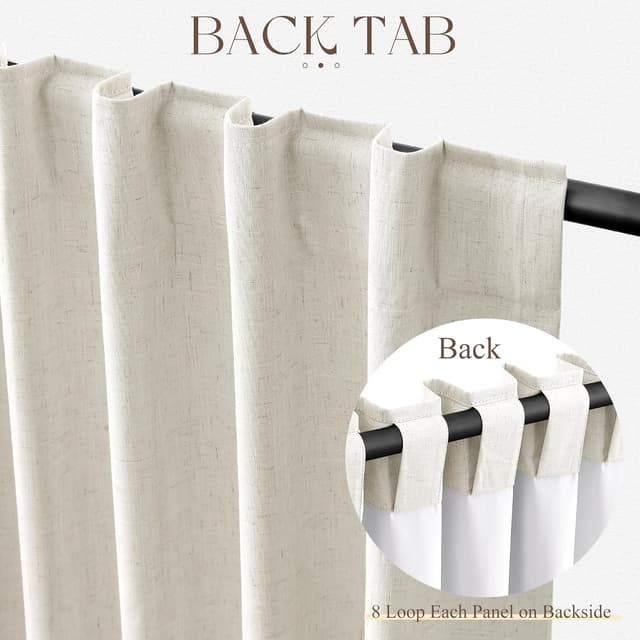 Thumbnail 6 de Jowels 90 Inch Linen Blackout Curtains 2 Panels 🪟