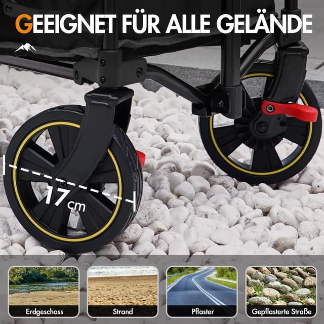 Thumbnail 6 de Portal faltbarer Bollerwagen XXL mit 120 kg Tragfähigkeit, klappbar & Getränkehalter