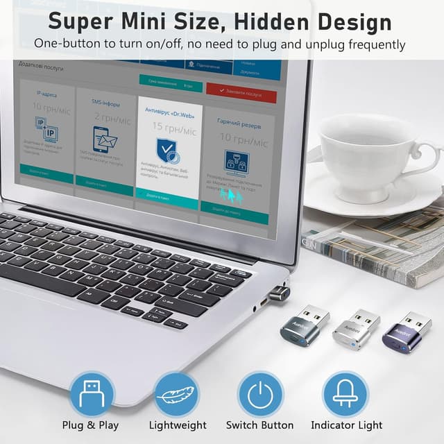 Thumbnail 6 de AUEDROT Mouse Jiggler (USB) mit Schaltertaste, 2 Jiggler-Modi, treiberfrei, Plug & Play – Schwarz