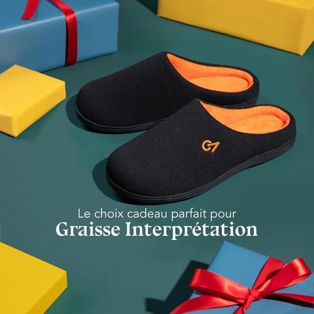 Detalle de VeraCosy Chaussons homme à mémoire de forme bicolores, intérieur en peluche