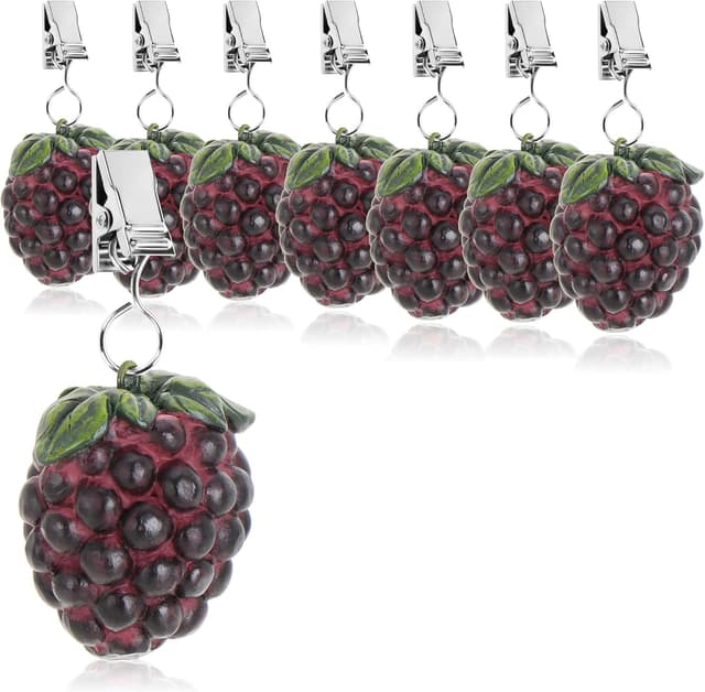 Detalle de Lot de 8 poids de nappe com-four en plastique et métal (mûre) avec pince, env. 40 g