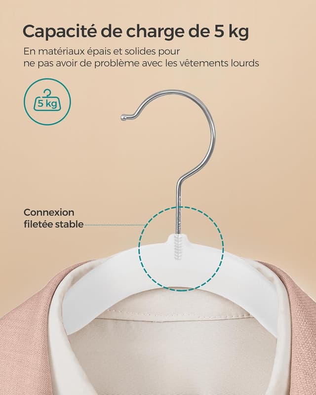 Thumbnail 4 de SONGMICS CRF026W20 Kleiderbügel Samt 20er Set