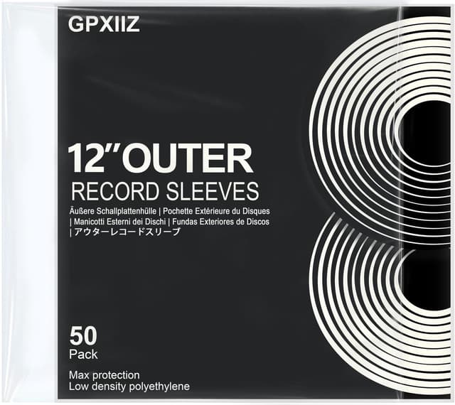 Detalle de GPXIIZ Vinyl Sleeves Outer 12 Inch (50 Pack) — 100 Micron Clear Outer Covers for Gatefold LP Albums