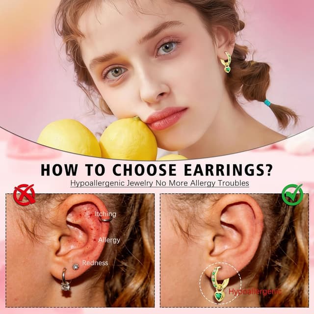 Detalle de Bewenda Ohrringe aus 925 Silber für Kinder und Damen – kleine Creolen mit Herz und Zirkonia (hypoallergen)