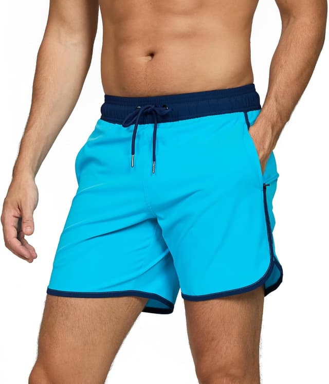 Detalle de Costume uomo TMEOG con pantaloncini da bagno tipo surf boxer, tasche con cerniera e coulisse