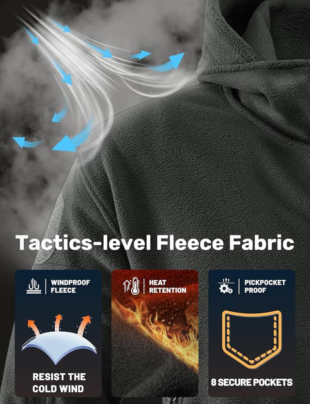 Thumbnail 1 de TACVASEN Herren Fleecejacke Military