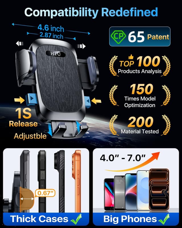 Detalle 2 de HTU 98+ LBS car phone mount for dashboard